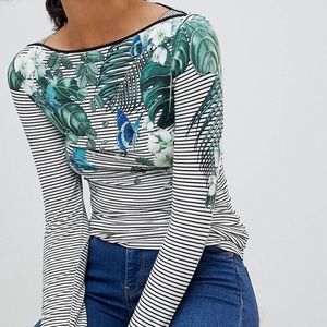 ASOS palm tree striped shirt long sleeve